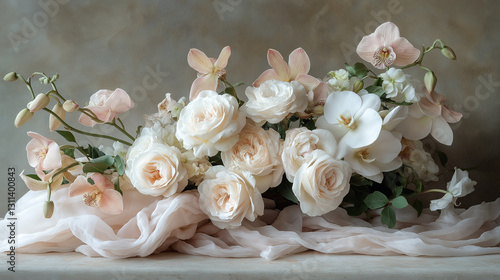 Romantic Wedding Floral Arrangement with Full Bloom