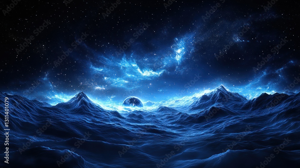 Fototapeta premium Celestial mountain range landscape