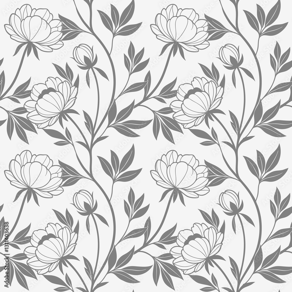 Fototapeta premium Elegant seamless floral pattern in vector art style, perfect for graphic design elements.