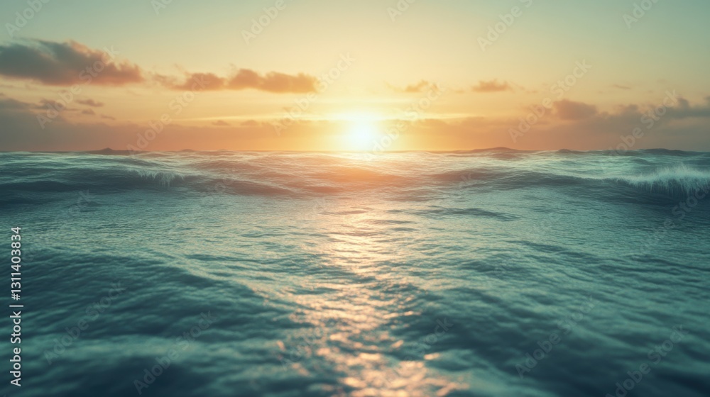 Obraz premium sunset ocean waves calm sea at golden hour