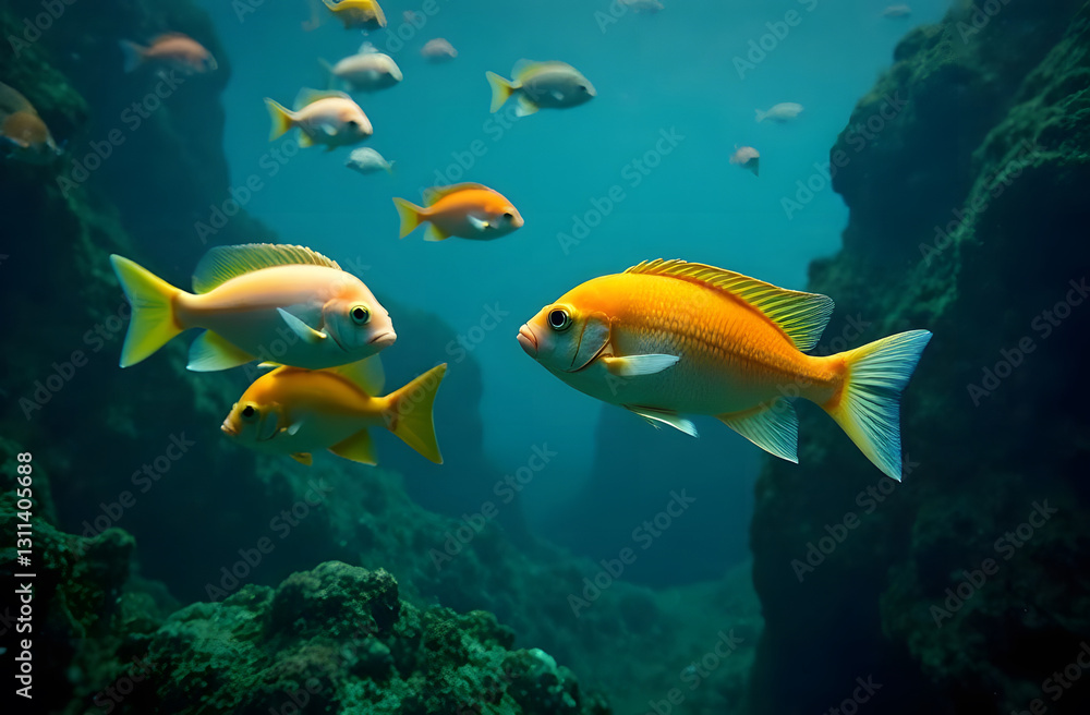 underwater world, corals, a school of fish, on the reef. Scuba diving concept underwater world, corals, a school of fish, on the reef. Scuba diving concept