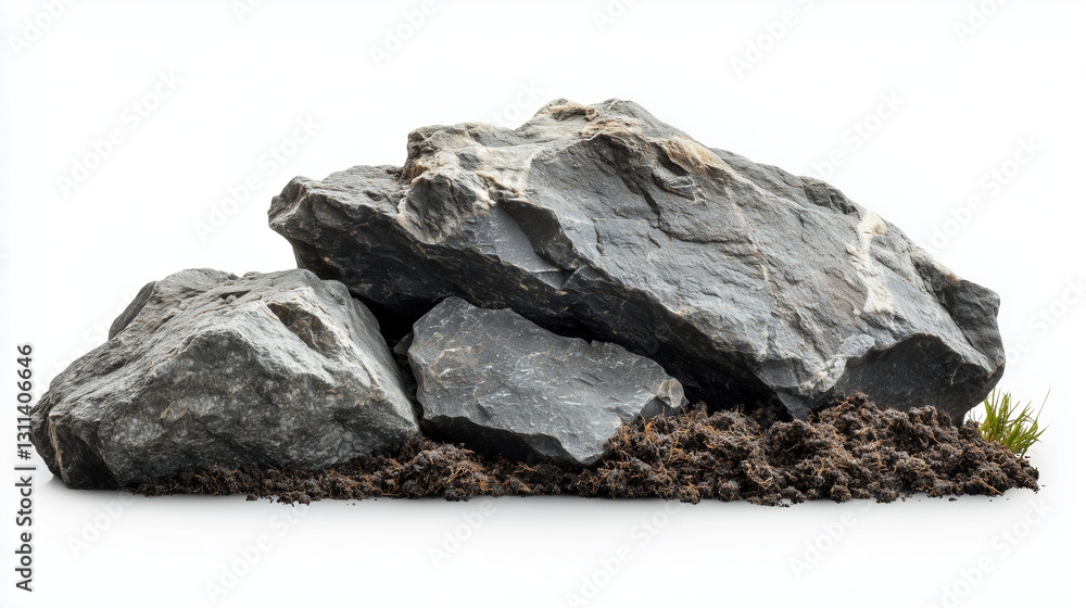Isolated on a white background, the decorative rock and soil create a simple, natural display.
Isolated on a white background, the decorative rock and soil create a simple, natural display.