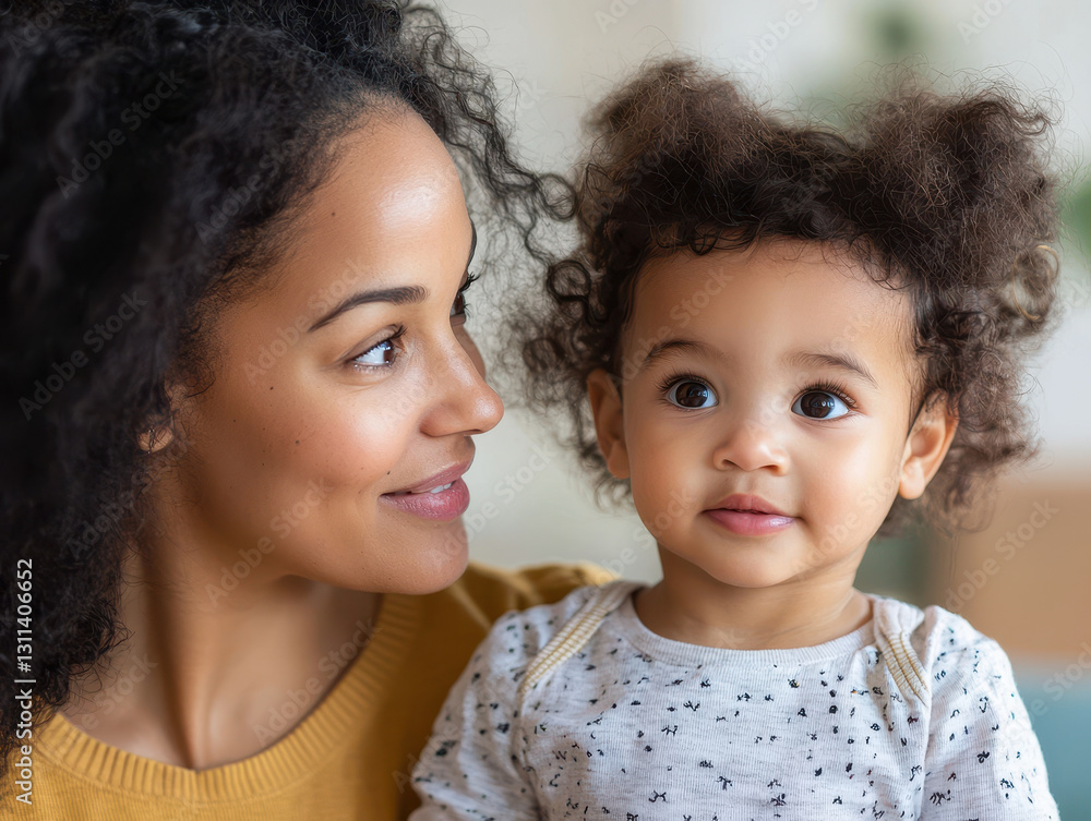 mother lovingly gazes at her child with warm smile mother lovingly gazes at her child with warm smile