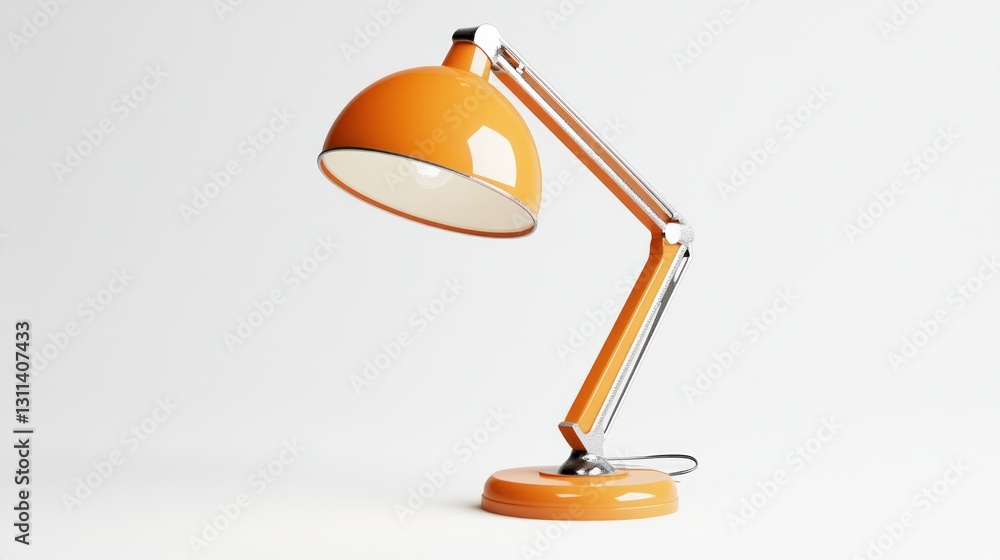 Orange desk lamp, lighting study in white backdrop, for home office or workspace design Orange desk lamp, lighting study in white backdrop, for home office or workspace design