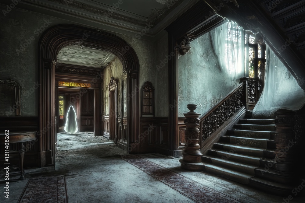Mysterious Haunting in an Abandoned Historic House Interior
