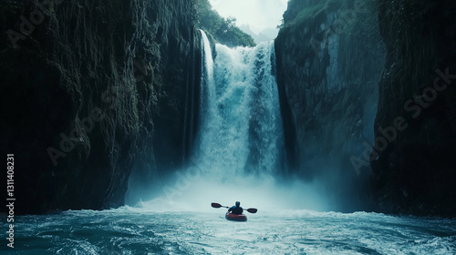 Man descending cliff with a wide mountain backdrop-4
