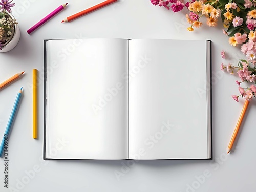 Mockup of opened book with blank pages