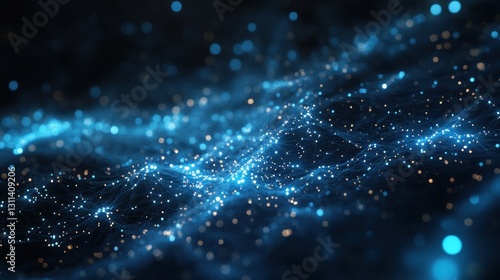 Wallpaper Mural Abstract Blue Particle Wave Background Dark Glowing Energy Flow Torontodigital.ca