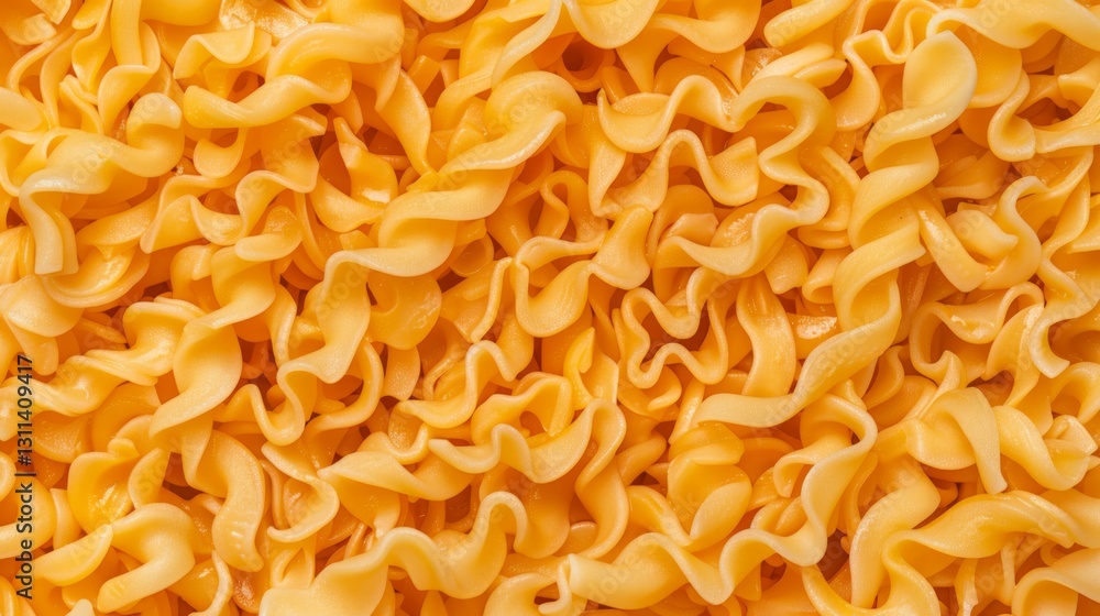Heap Of Freshly Cooked Pasta Spirals in Delicious Golden Yellow Color Food Photography Close Up View Heap Of Freshly Cooked Pasta Spirals in Delicious Golden Yellow Color Food Photography Close Up View