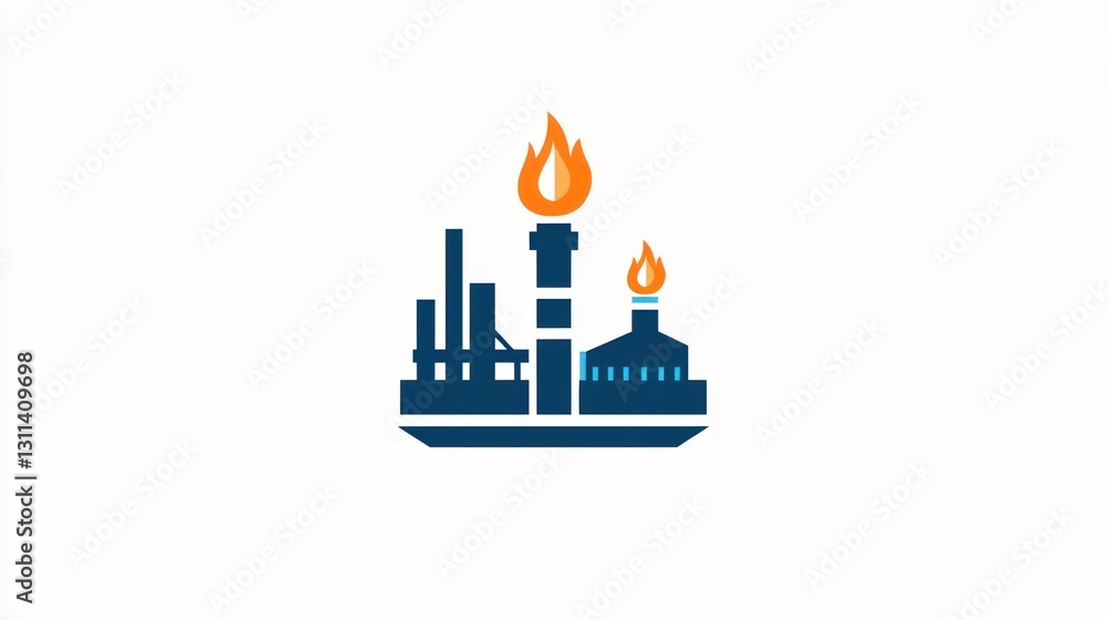 Naklejka premium Industrial plant logo, fire, energy, factory