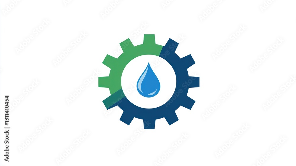Obraz premium Abstract gear graphic, water drop, circular graphic, modern design, symbol for efficiency, environmental technology, synergy, use in marketing