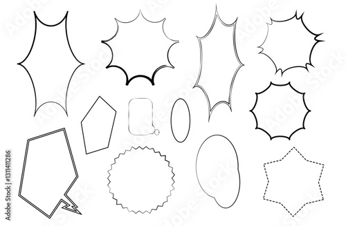 シンプルな線画の吹き出しセット