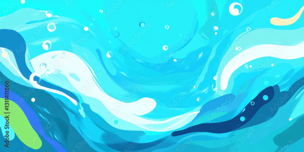 Abstract Ocean Waves with Bubbles in Vibrant Blue Tones Abstract Ocean Waves with Bubbles in Vibrant Blue Tones