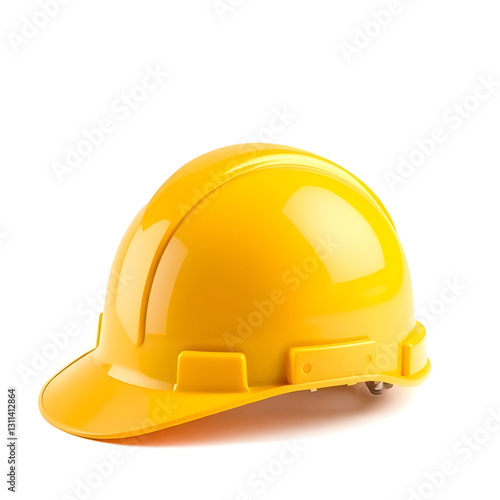 AI generated 3D yellow construction helmet, safety and engineering concept