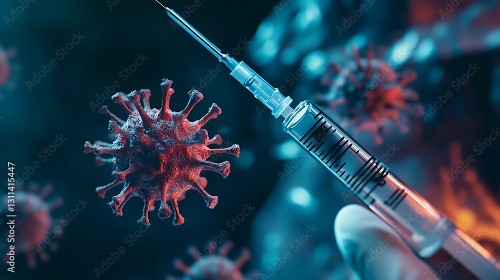 Doctor Administering Vaccine with Syringe to Patient in Modern Hospital, Virus Prevention Concept Doctor Administering Vaccine with Syringe to Patient in Modern Hospital, Virus Prevention Concept
