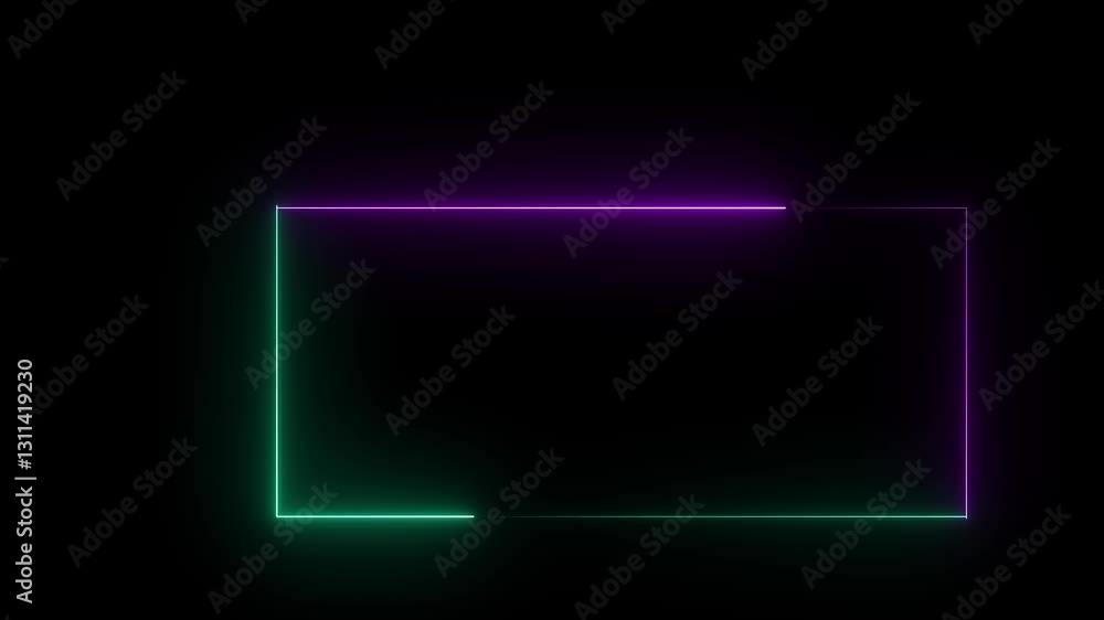 Abstract glowing neon rectangle border frame line animation Abstract glowing neon rectangle border frame line animation