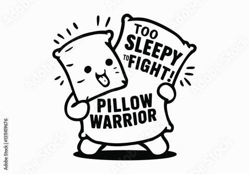 International Pillow Fight Day Vector Illustration | Fun Pillow Battle, T-Shirt Design, Poster, Sticker, Social Media Post, Print Card, Animated GIF | Solid Colors, No Gradients
