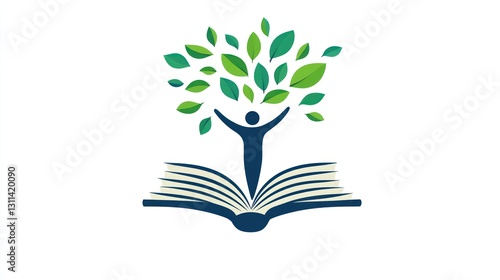 Naklejka Abstract person learning from open book