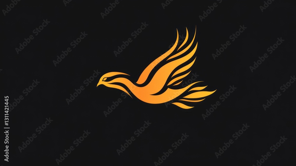 Obraz premium Fiery Bird in Flight, Abstract Design