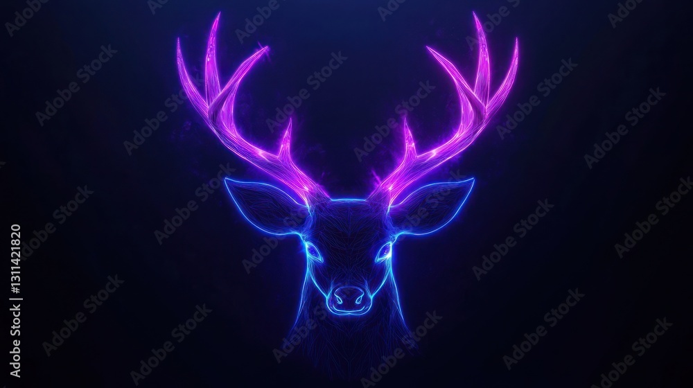 Glowing deer head, dark background, fantasy art, game asset Glowing deer head, dark background, fantasy art, game asset