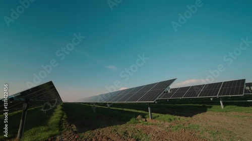 Wallpaper Mural Wide-angle view of solar panels on a sunny day in an open green field Torontodigital.ca