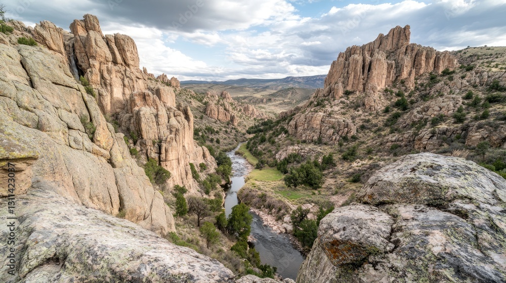 Canyon Overlook with River Winding Through Canyon Overlook with River Winding Through