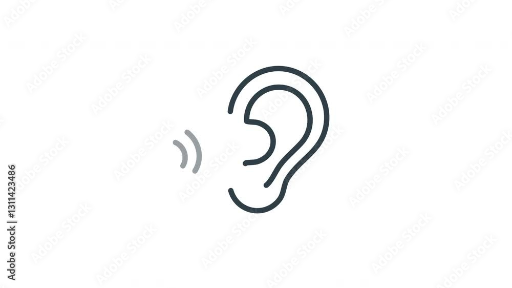 line hearing icon animation. 4K motion animation. line hearing icon animation. 4K motion animation.
