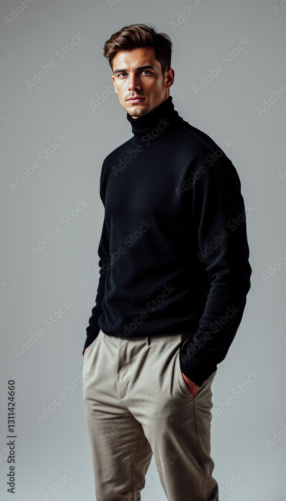 Stylish Young Man in Turtleneck Stylish Young Man in Turtleneck