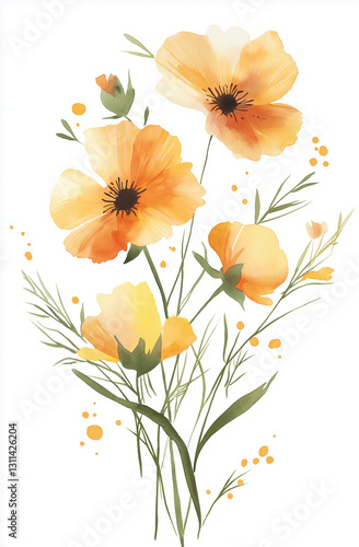 Wallpaper Mural Watercolor Floral Bouquet Clipart  Peach Wildflowers & Daisies  Spring Flowers PNG for Design Projects, Wedding Invitations  Pastel Color Palette, Transparent Background, High-Quality Cutout Torontodigital.ca