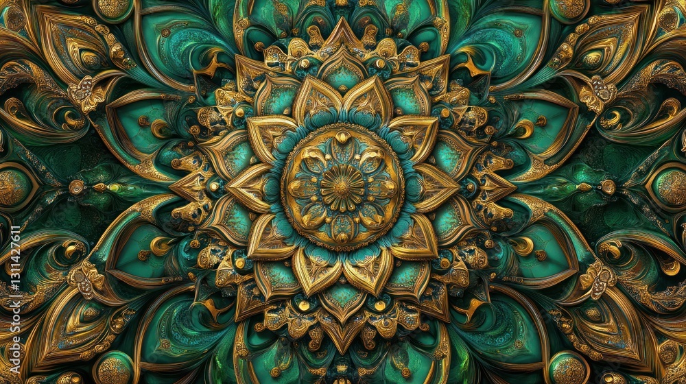 Ornate Gold and Teal Floral Mandala Pattern Ornate Gold and Teal Floral Mandala Pattern