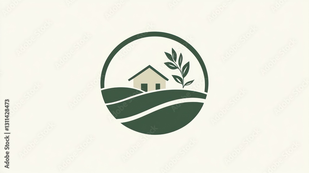 Simple Farmhouse Logo Design; Circular Concept; Use for Agricultural Brand or Company Simple Farmhouse Logo Design; Circular Concept; Use for Agricultural Brand or Company