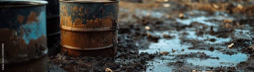 Close-Up of Hazardous Chemical Waste: A Stark Reminder of Environmental Risks and Safety Concerns. Close-Up of Hazardous Chemical Waste: A Stark Reminder of Environmental Risks and Safety Concerns.