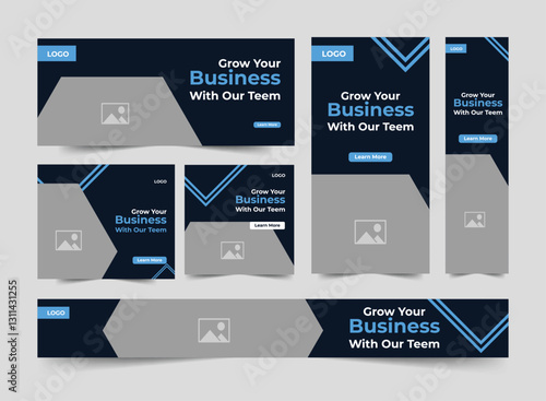 Corporate web banner template bundle, Digital business agency best services set banner for social media post, digital banner, web bundle banner design, customizable vector eps