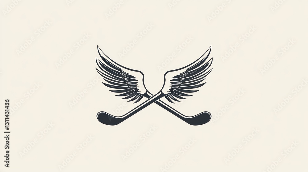 Fototapeta premium Crossed golf clubs with wings, vintage design, for golf club logo