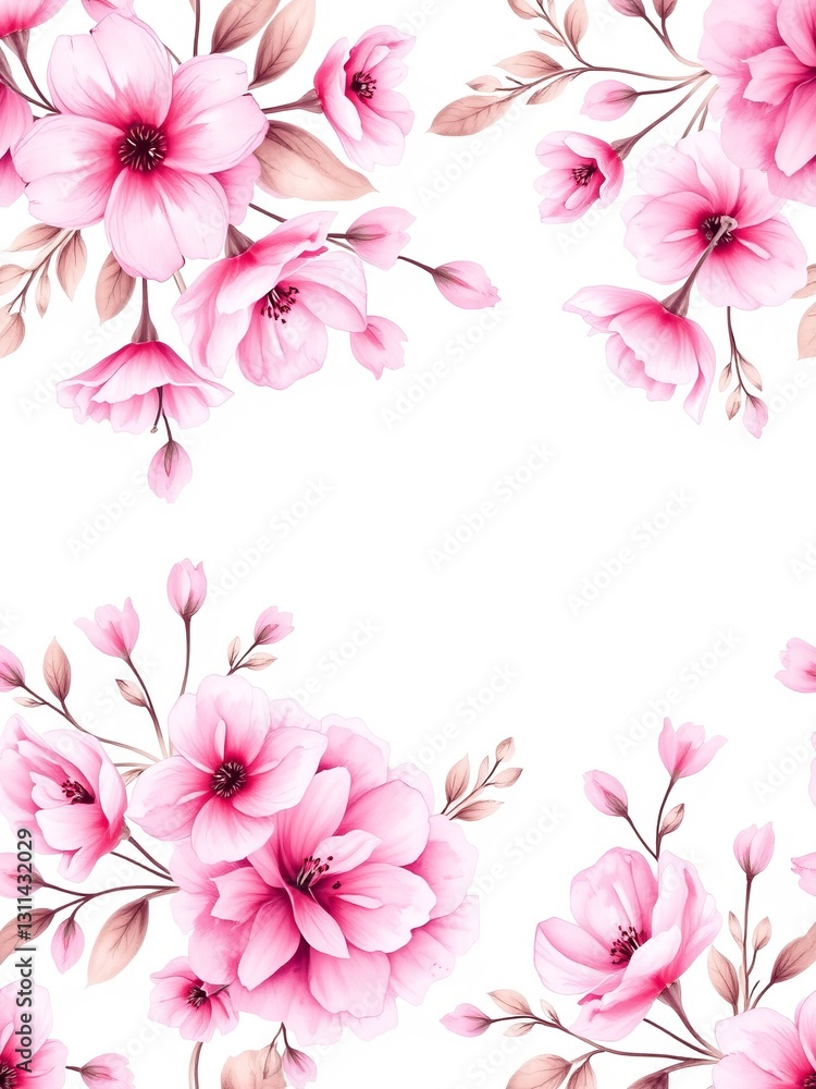 Naklejka premium Charming pink flowers with soft petals set against a bright white background for aesthetic appeal