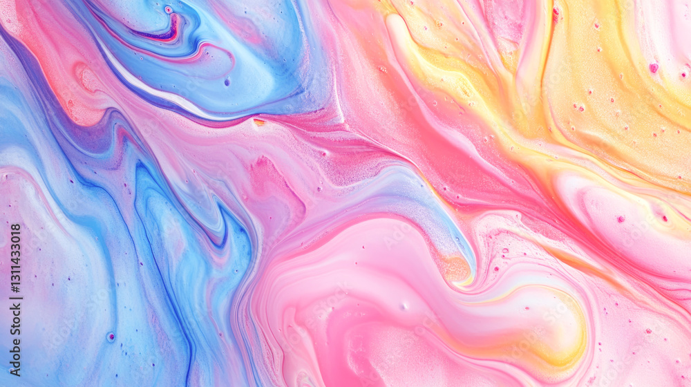 Fototapeta premium Colorful abstract fluid art with pink, blue, and yellow swirls