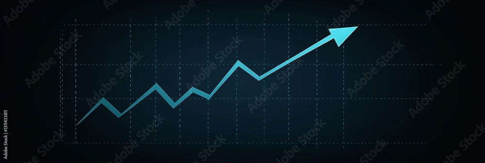 Turquoise Upward Curve Graph on Deep Navy Backdrop Contemporary Minimalist Vector Illustration Turquoise Upward Curve Graph on Deep Navy Backdrop Contemporary Minimalist Vector Illustration