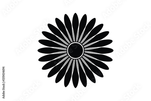 Silhouette art drawing of a daisy with a round center vector art illustration.eps