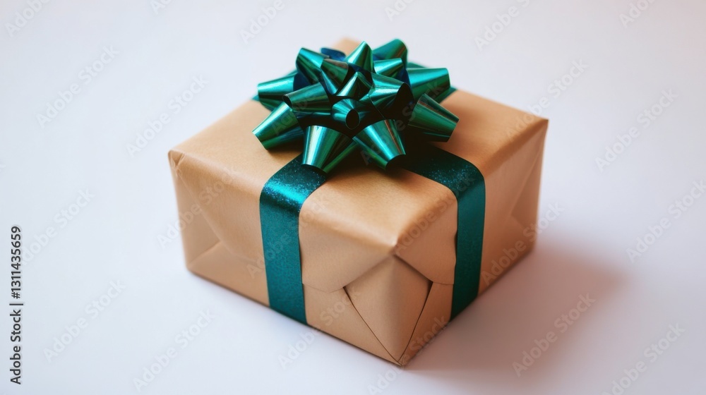Obraz premium beautifully wrapped gift box with teal ribbon