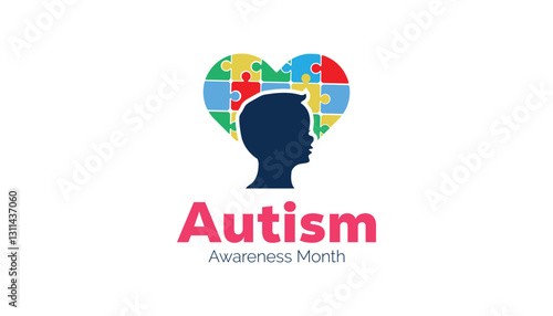 April is National Autism Awareness Month. Vector template Design for banner, greeting card, poster, prints, social media post ,flyer , T shirt with background.
