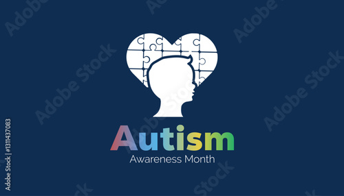 April is National Autism Awareness Month. Vector template Design for banner, greeting card, poster, prints, social media post ,flyer , T shirt with background.