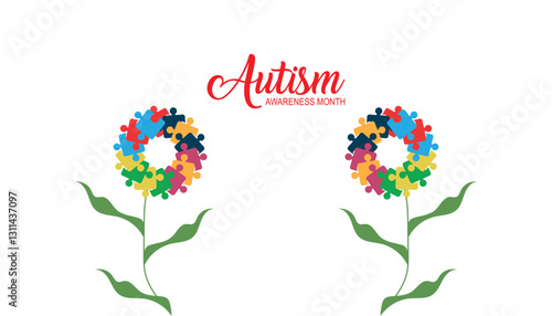 April is National Autism Awareness Month. Vector template Design for banner, greeting card, poster, prints, social media post ,flyer , T shirt with background.