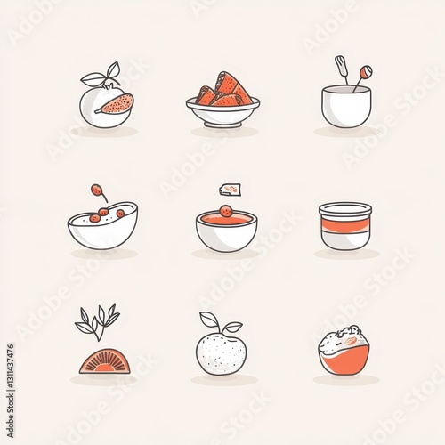 Wallpaper Mural Modern Minimalistic Food Icons Featuring Organic Ingredients Design Torontodigital.ca