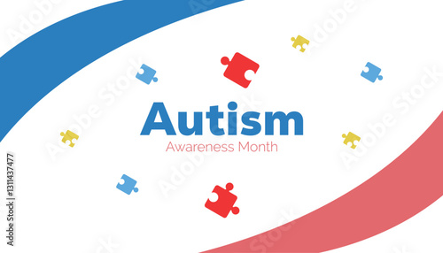 April is National Autism Awareness Month. Vector template Design for banner, greeting card, poster, prints, social media post ,flyer , T shirt with background.