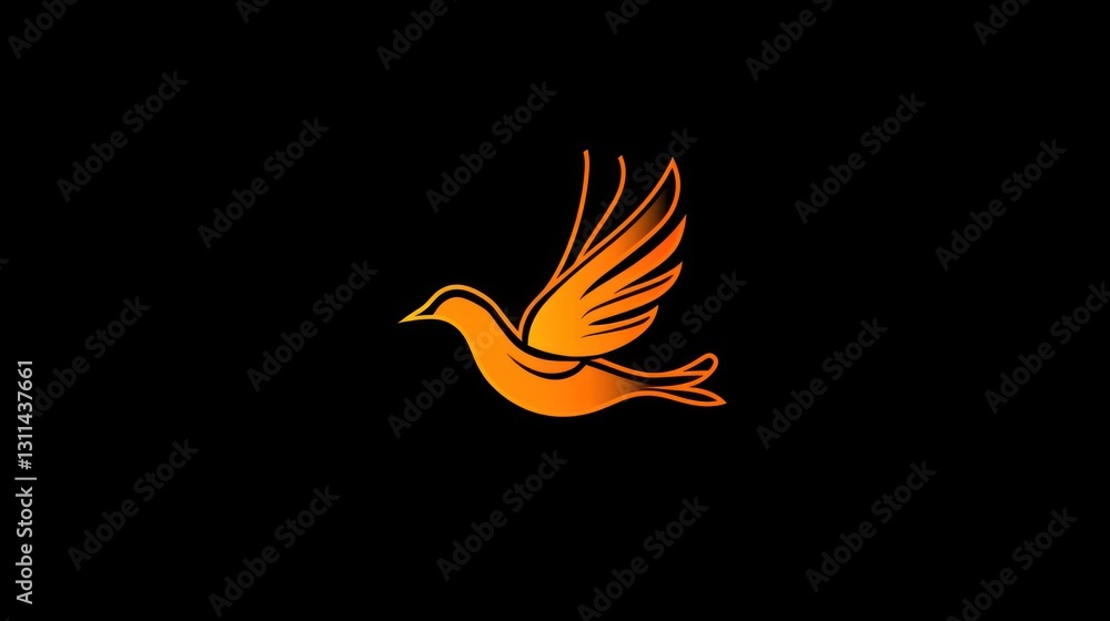 Obraz premium Orange Bird Flying Against Black Background
