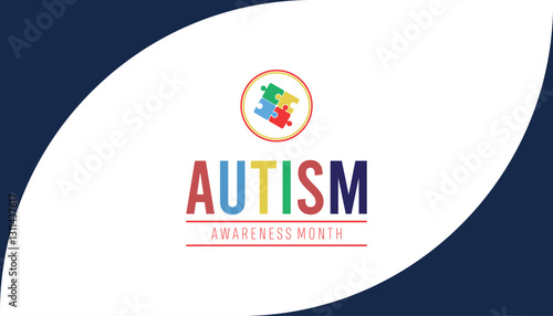 April is National Autism Awareness Month. Vector template Design for banner, greeting card, poster, prints, social media post ,flyer , T shirt with background.
