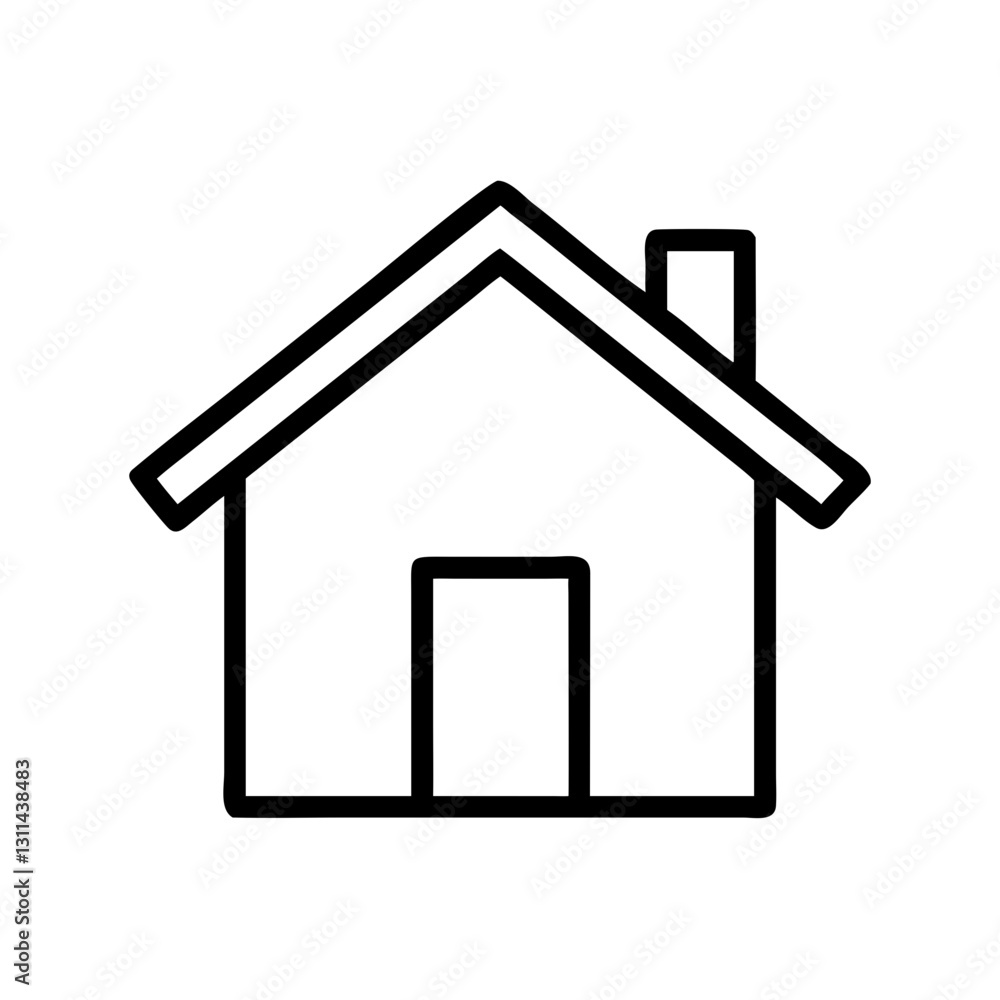 Outlined home icon representing a house and shelter in a classic design Outlined home icon representing a house and shelter in a classic design