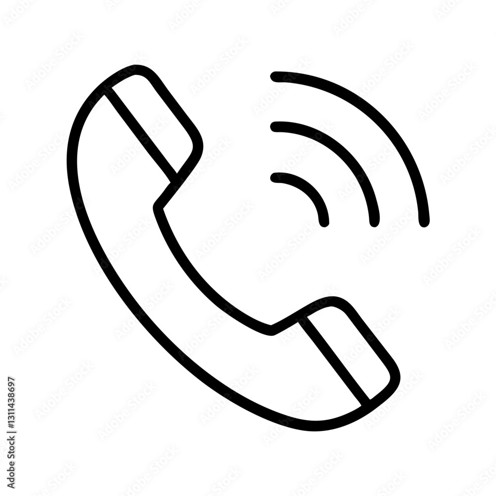 Outlined phone receiver icon representing communication and connectivity in a simple design Outlined phone receiver icon representing communication and connectivity in a simple design