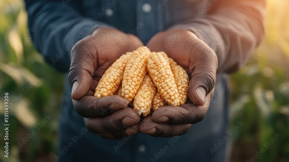 A beautiful image of hands cradling ripe ears of corn, reflecting a strong connection to nature and the rewarding experience of harvesting crops in a sunlit field. A beautiful image of hands cradling ripe ears of corn, reflecting a strong connection to nature and the rewarding experience of harvesting crops in a sunlit field.