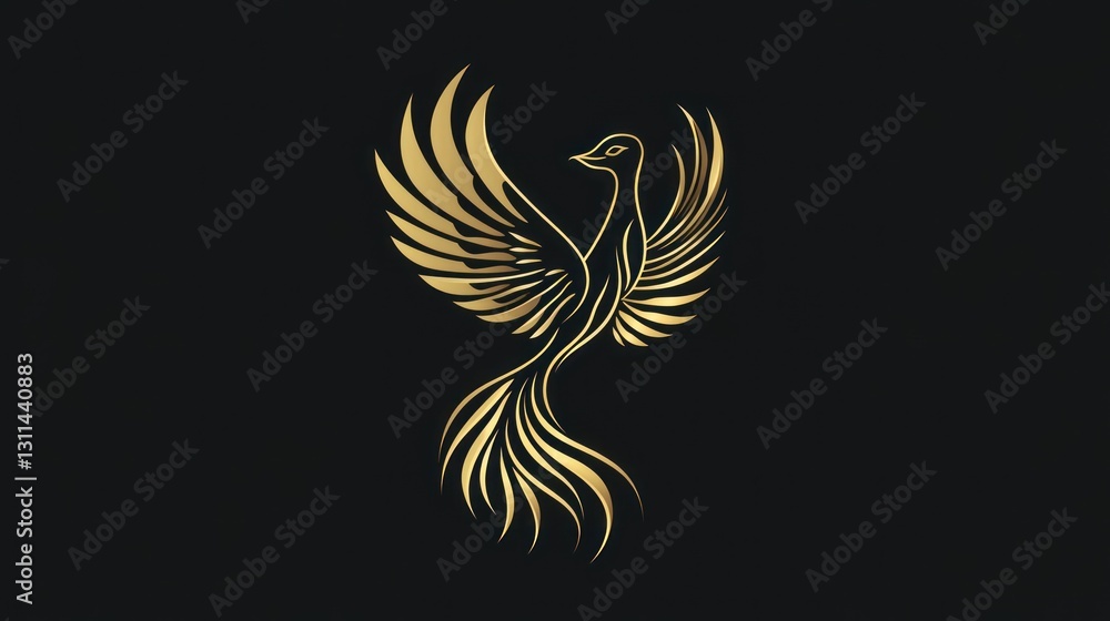 Golden Phoenix, Symbolic Design, Elegant Image, for Print or Digital Use Golden Phoenix, Symbolic Design, Elegant Image, for Print or Digital Use